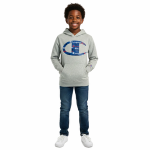 Champion Lightweight Large Logo Grey Hoodie Youth Boy Large